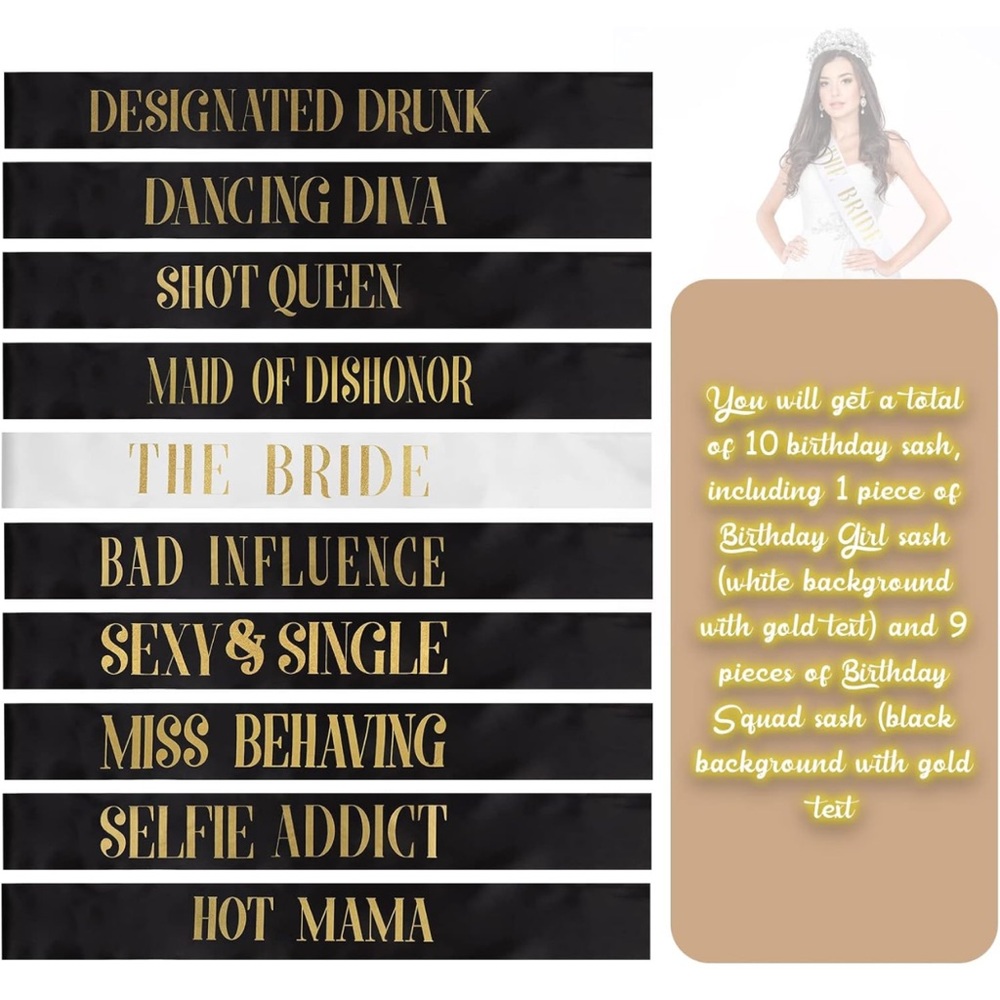 NIP Bachelorette Party Sashes Bridal Party Bridesmaid